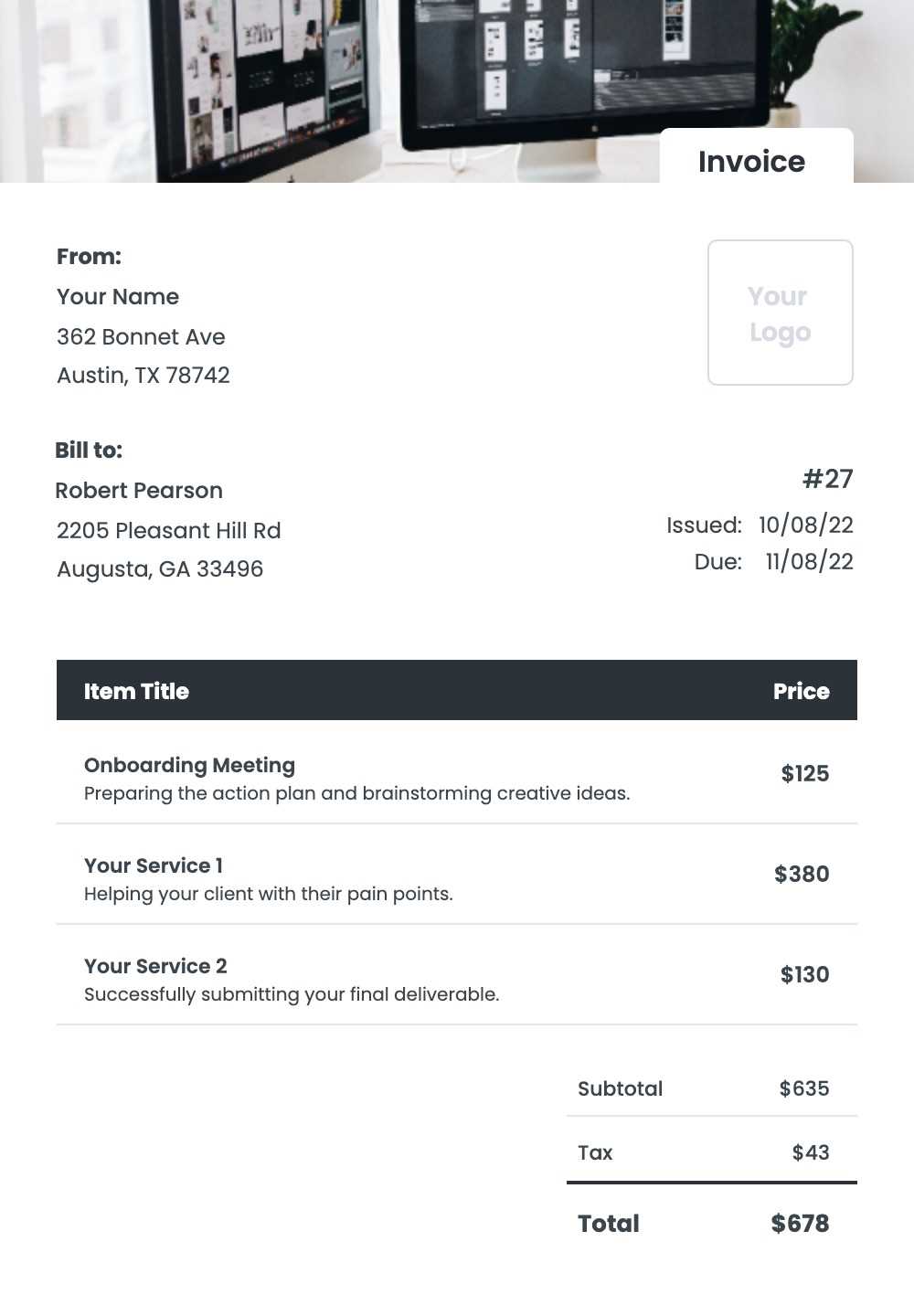 personal assistant invoice template