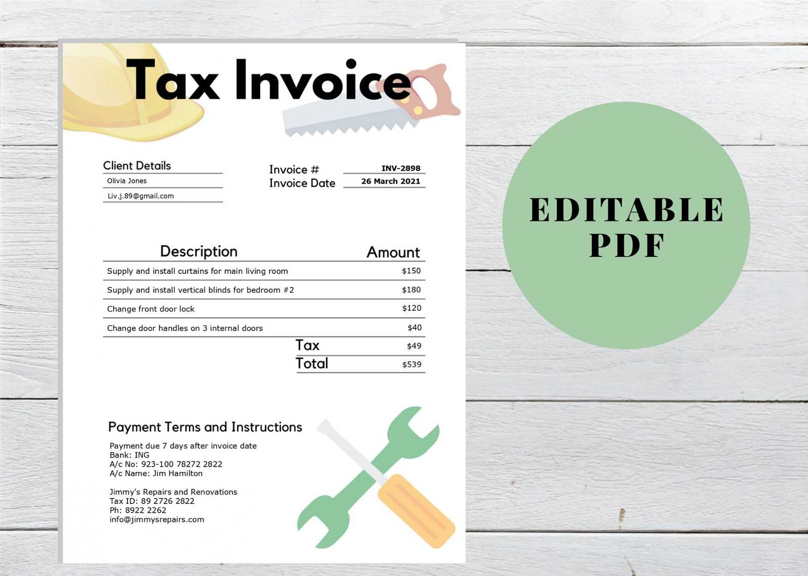 handyman invoice templates