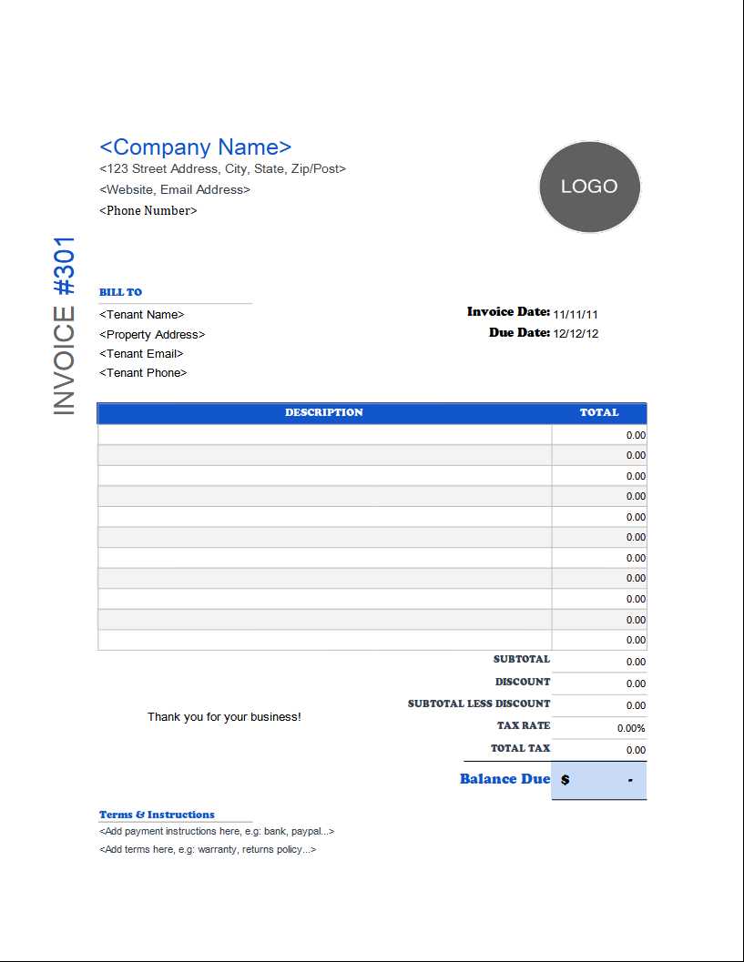 lodging invoice template