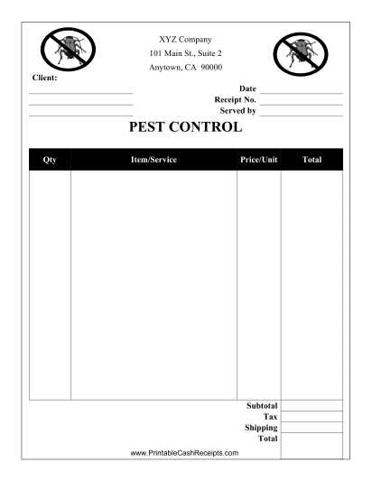 pest control invoice template free