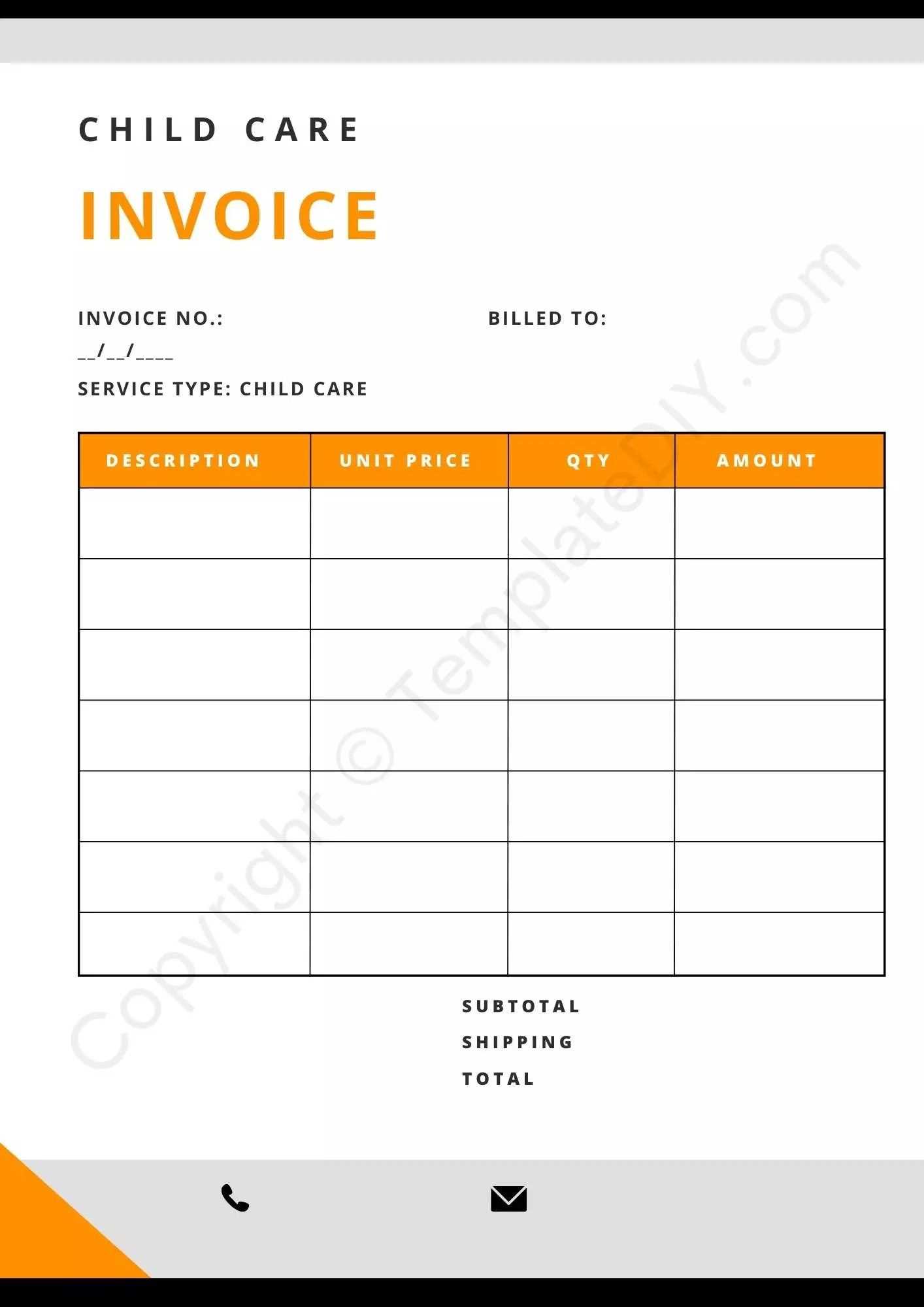 free printable daycare invoice template