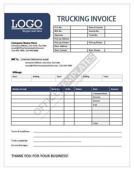 moving company invoice template free