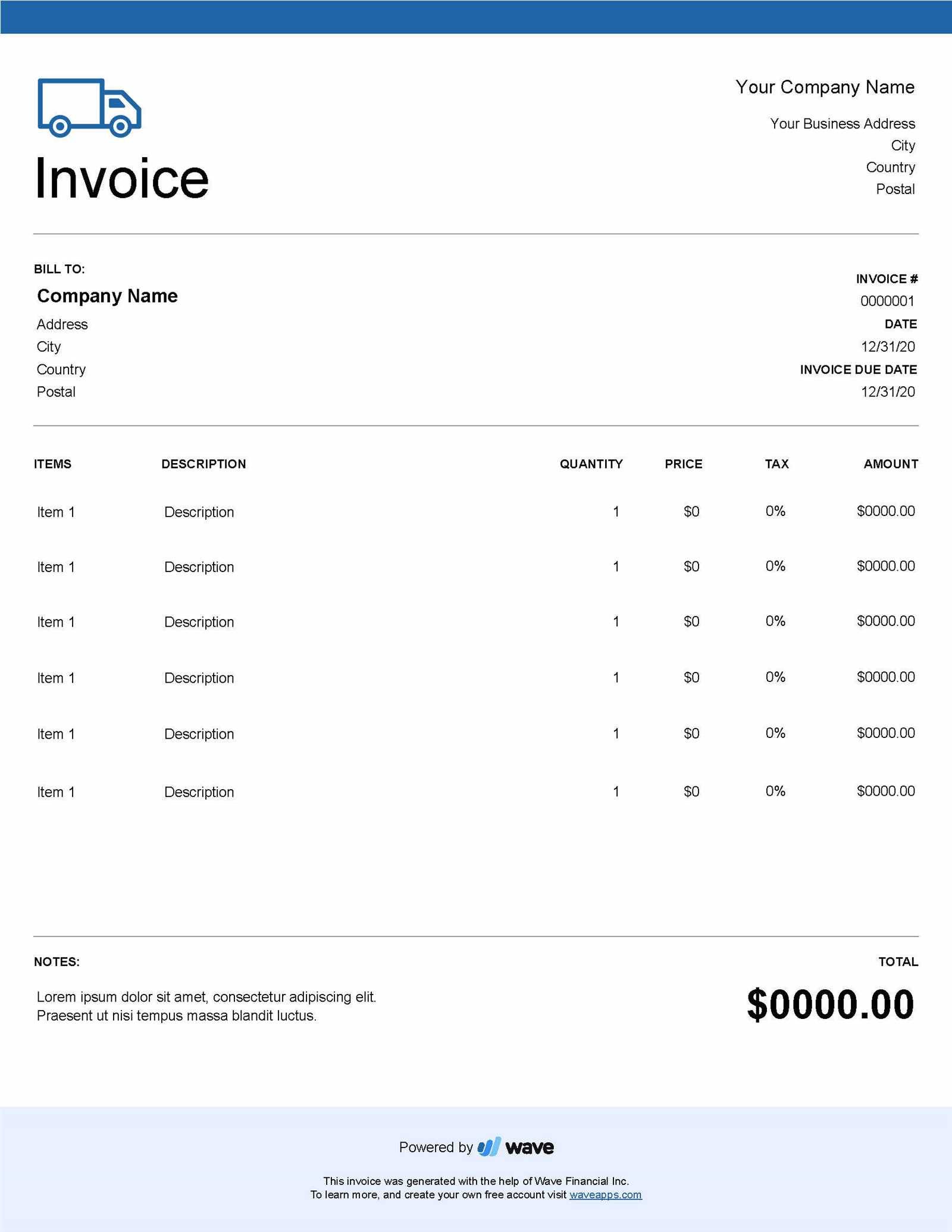 freight invoice template word