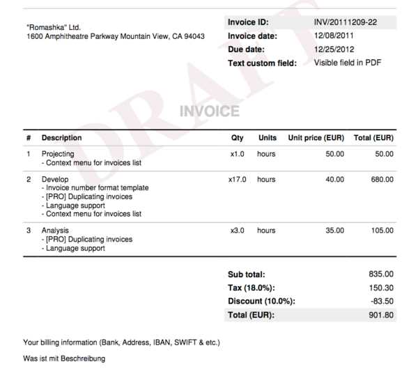 invoice template html