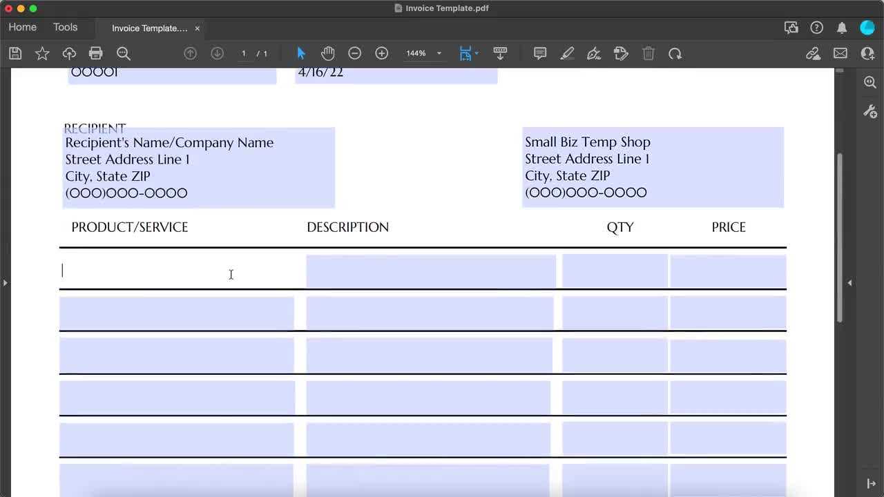 invoice template adobe acrobat