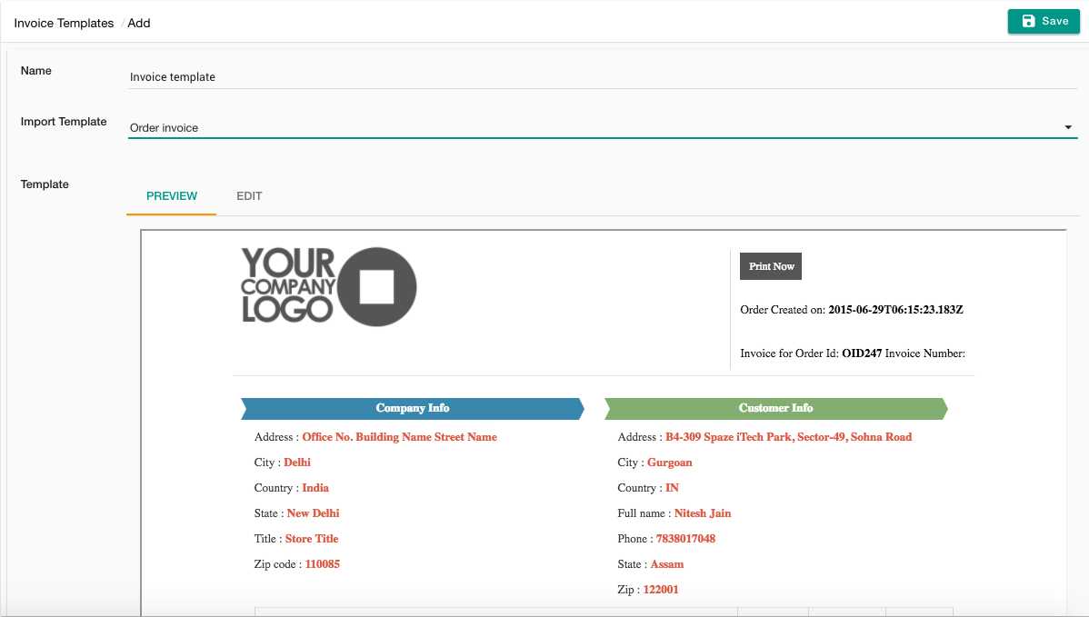 import invoice template