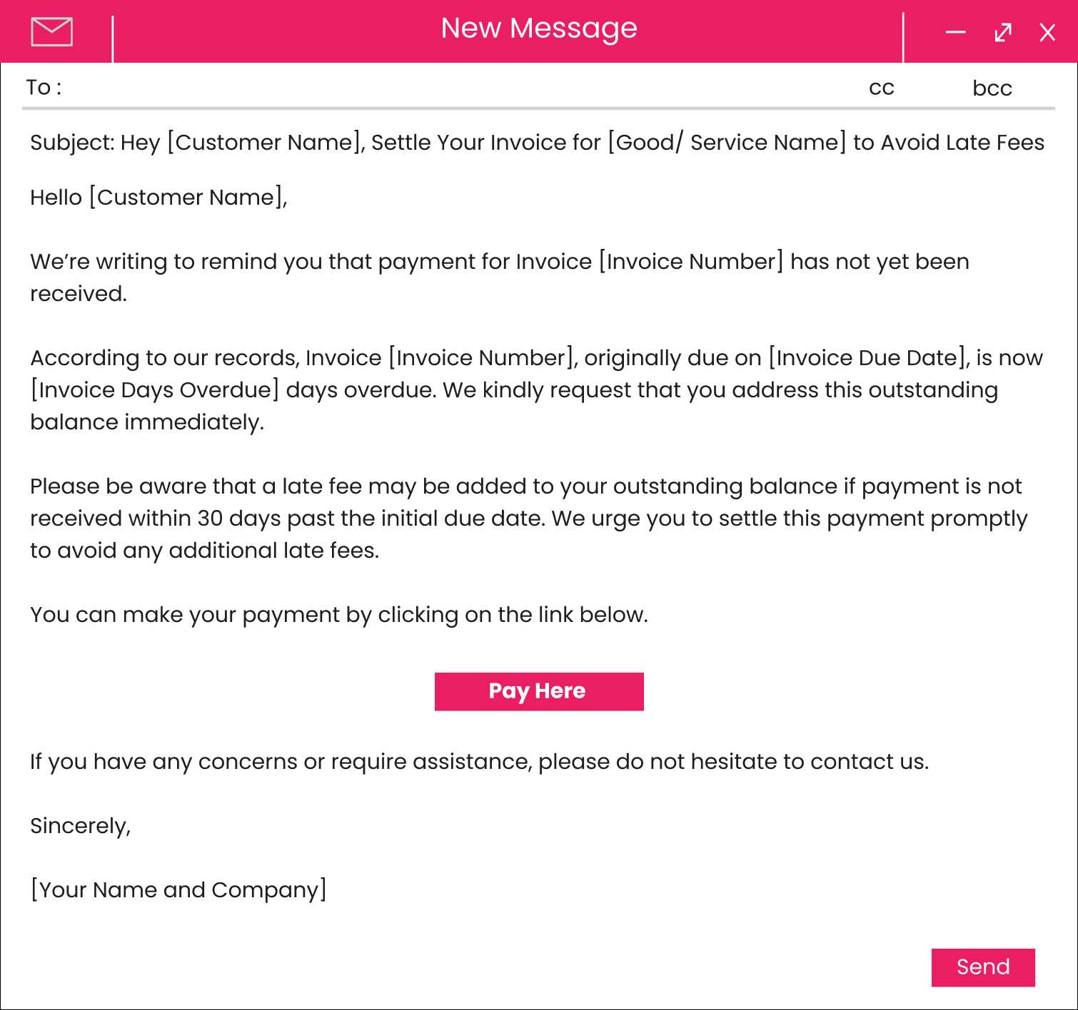 send invoice to client email template