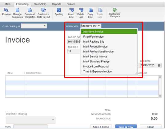 quickbooks desktop invoice templates