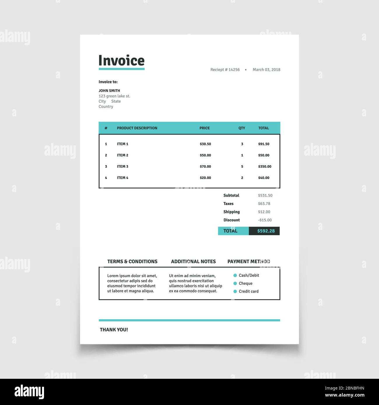 invoice with tax calculation template