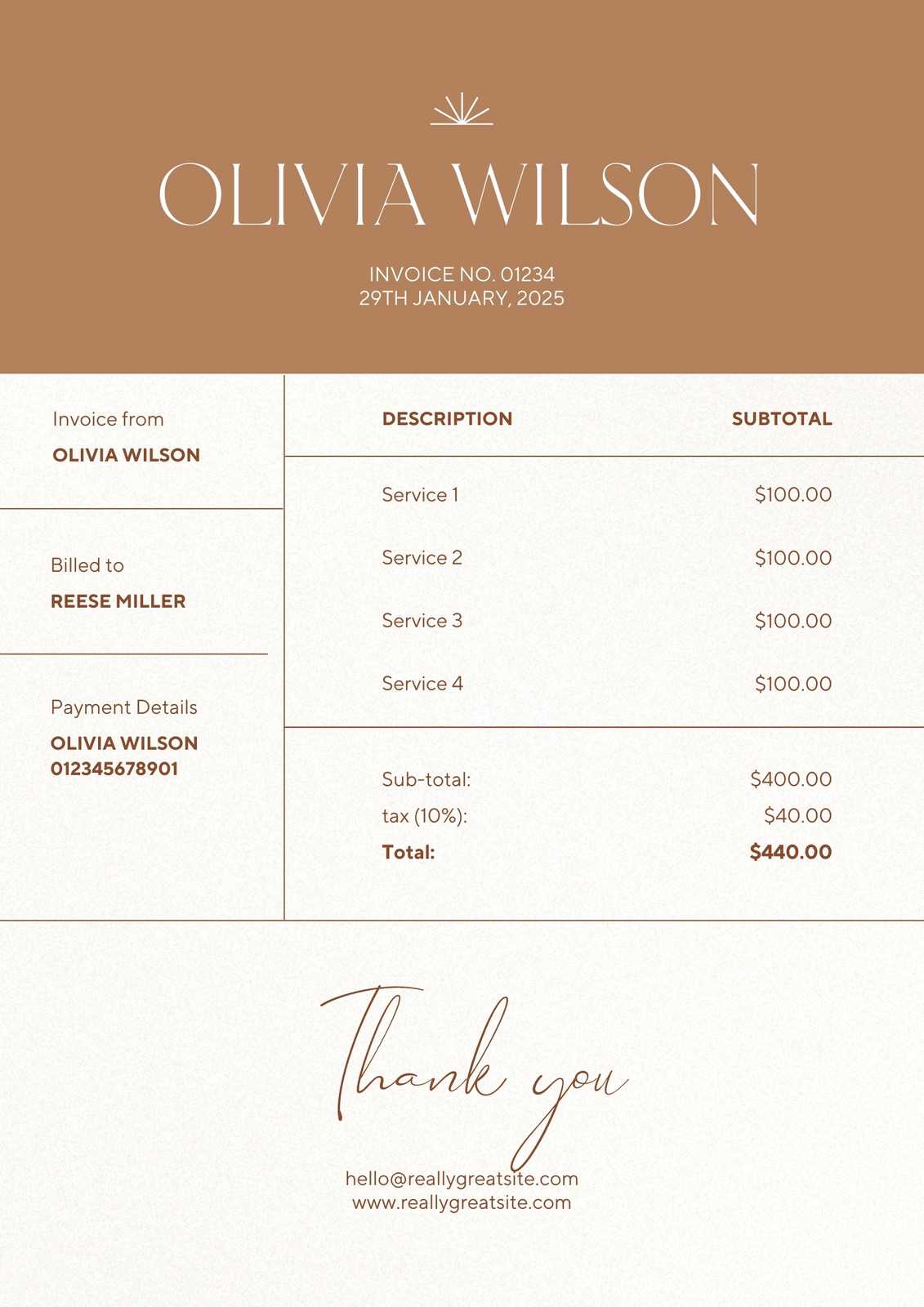 instagram influencer invoice template