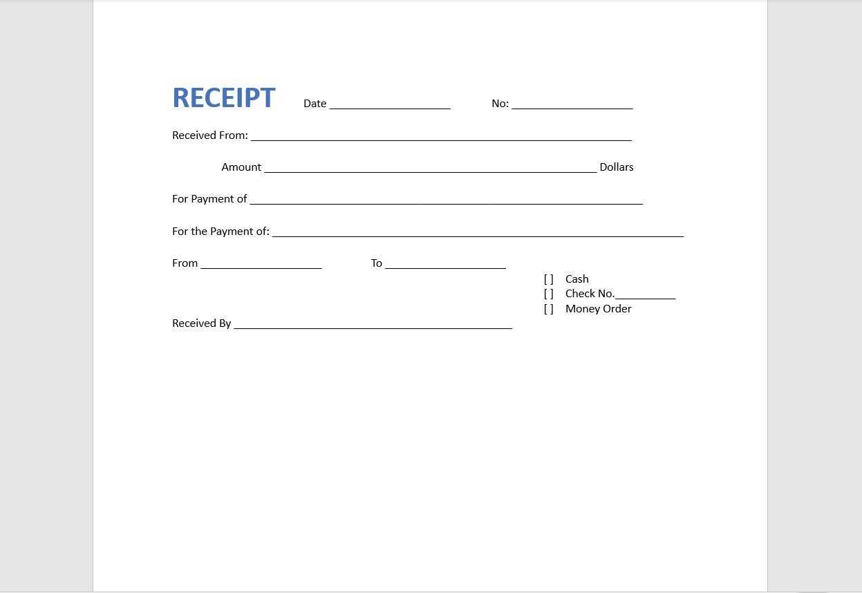 cash payment invoice template