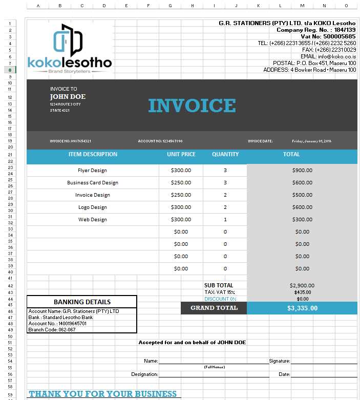 best invoice template excel