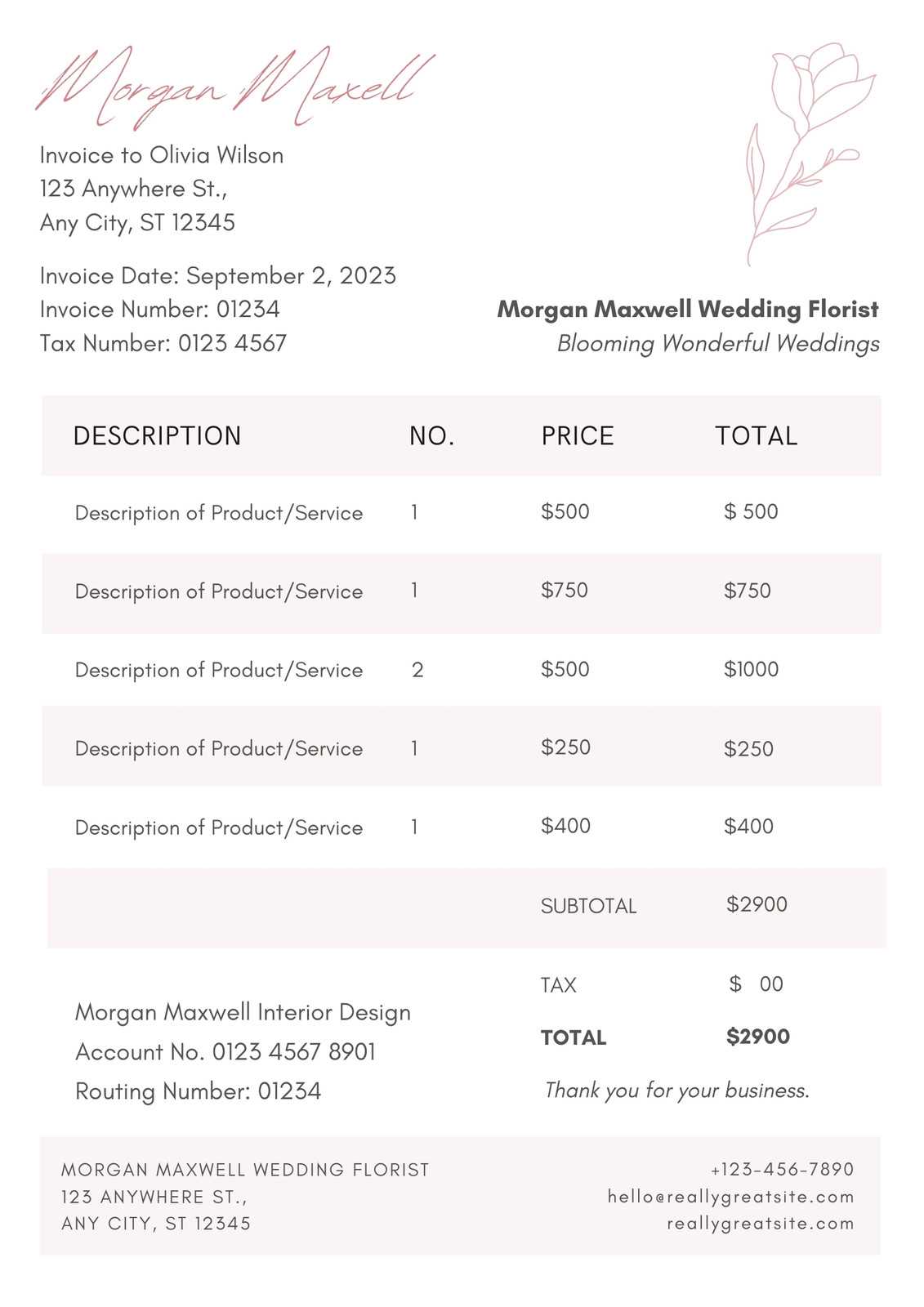 florist invoice template free