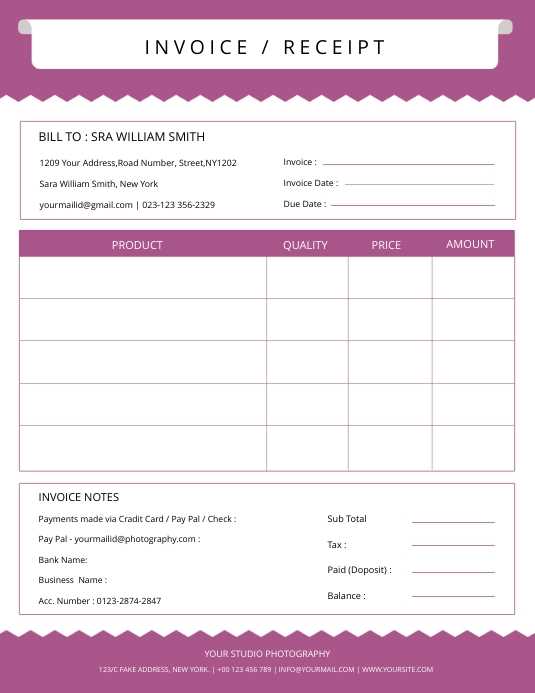 baking invoice template