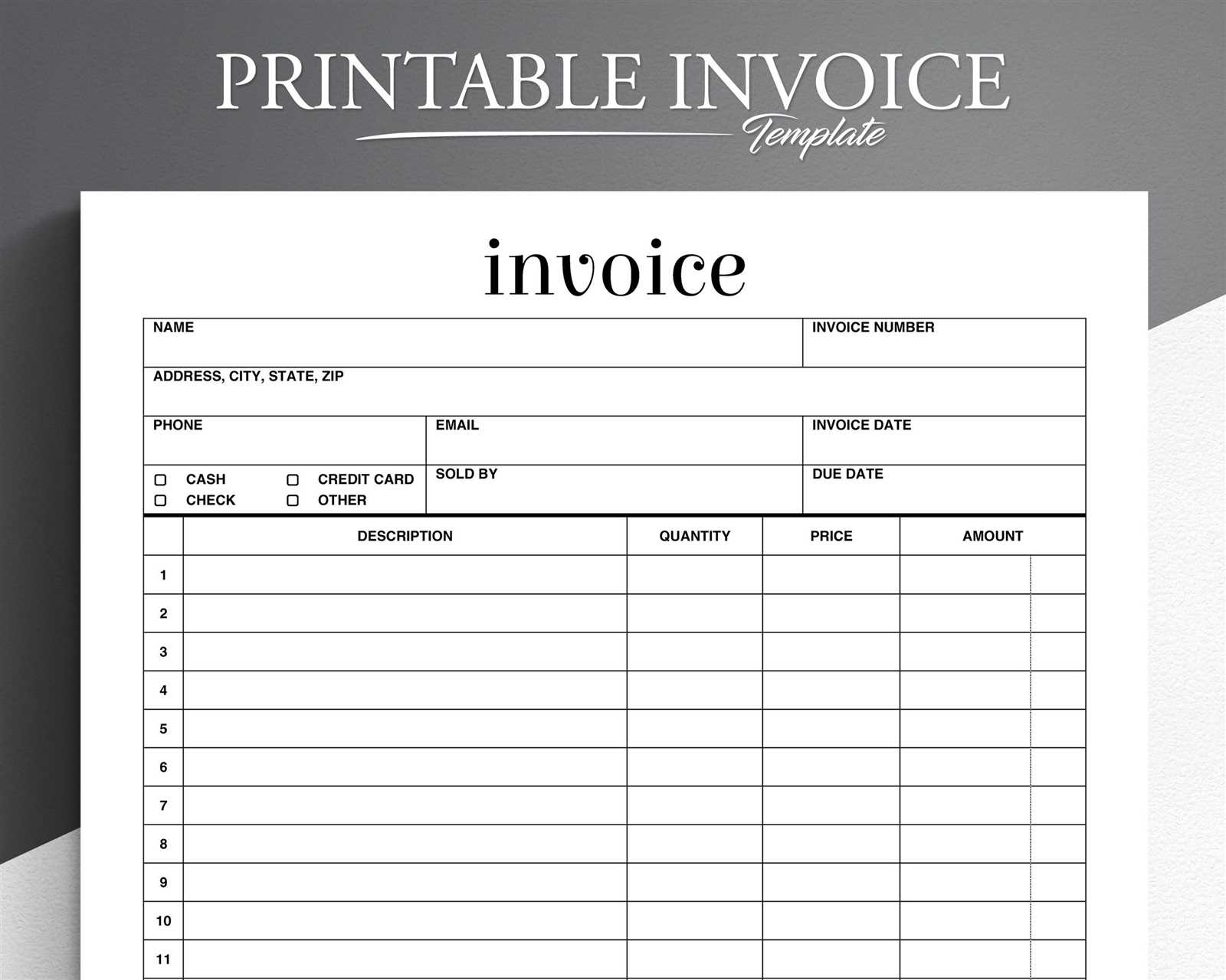 free blank invoice template printable