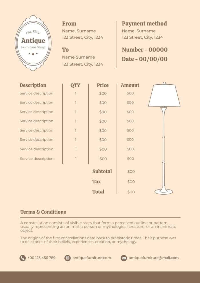 furniture invoice template