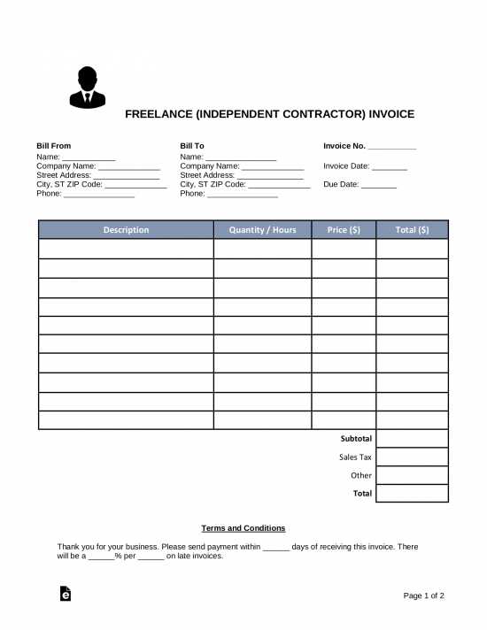 sub contractor invoice template