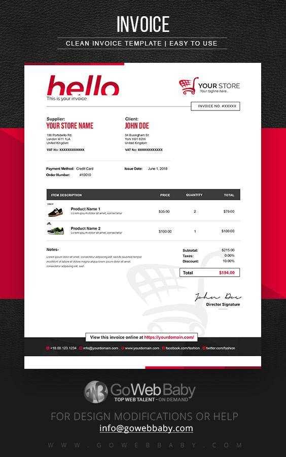 web designer invoice template