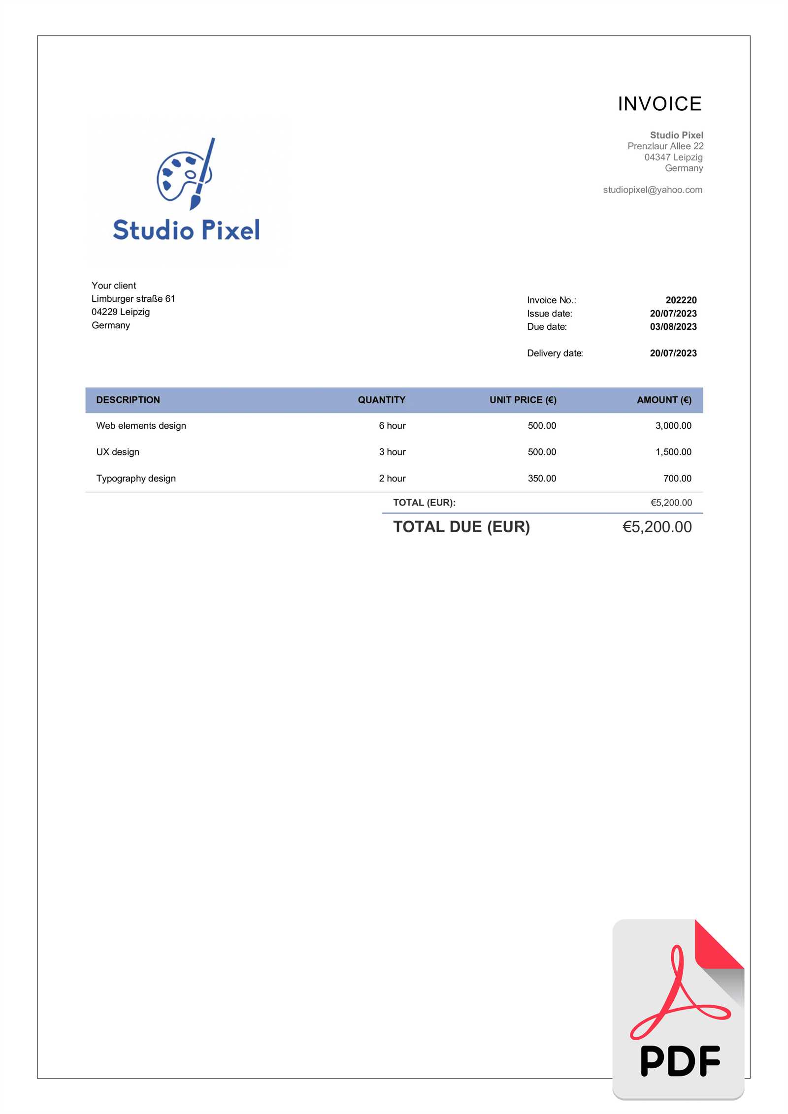 web designer invoice template