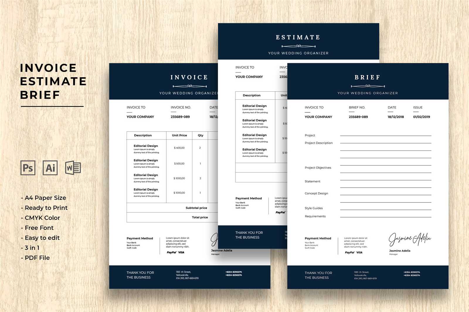 wedding invoice template free