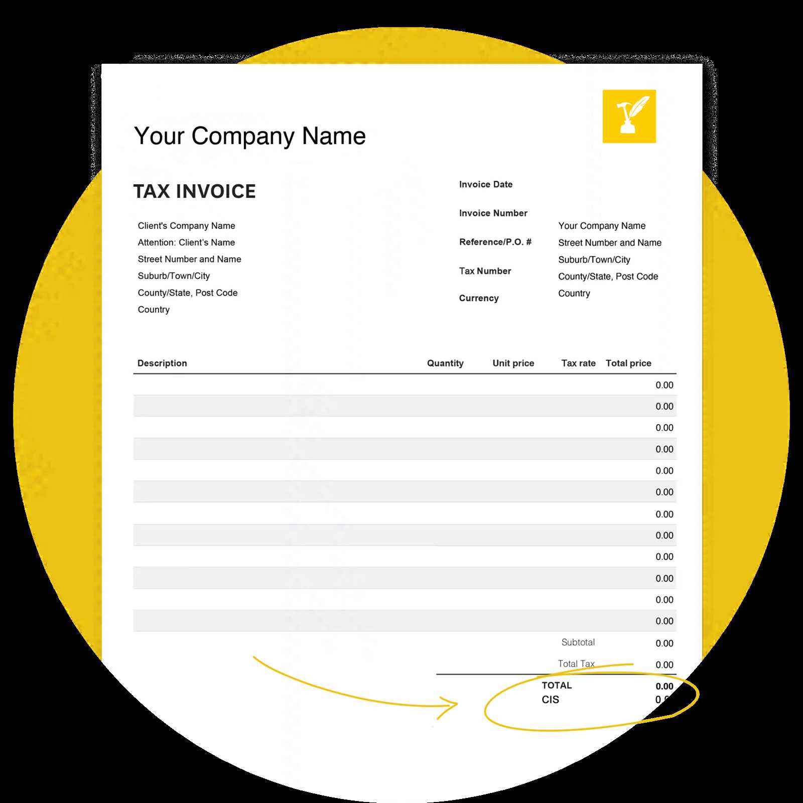 sub contractor invoice template