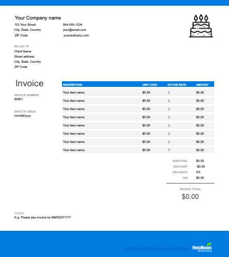 cake invoice template free