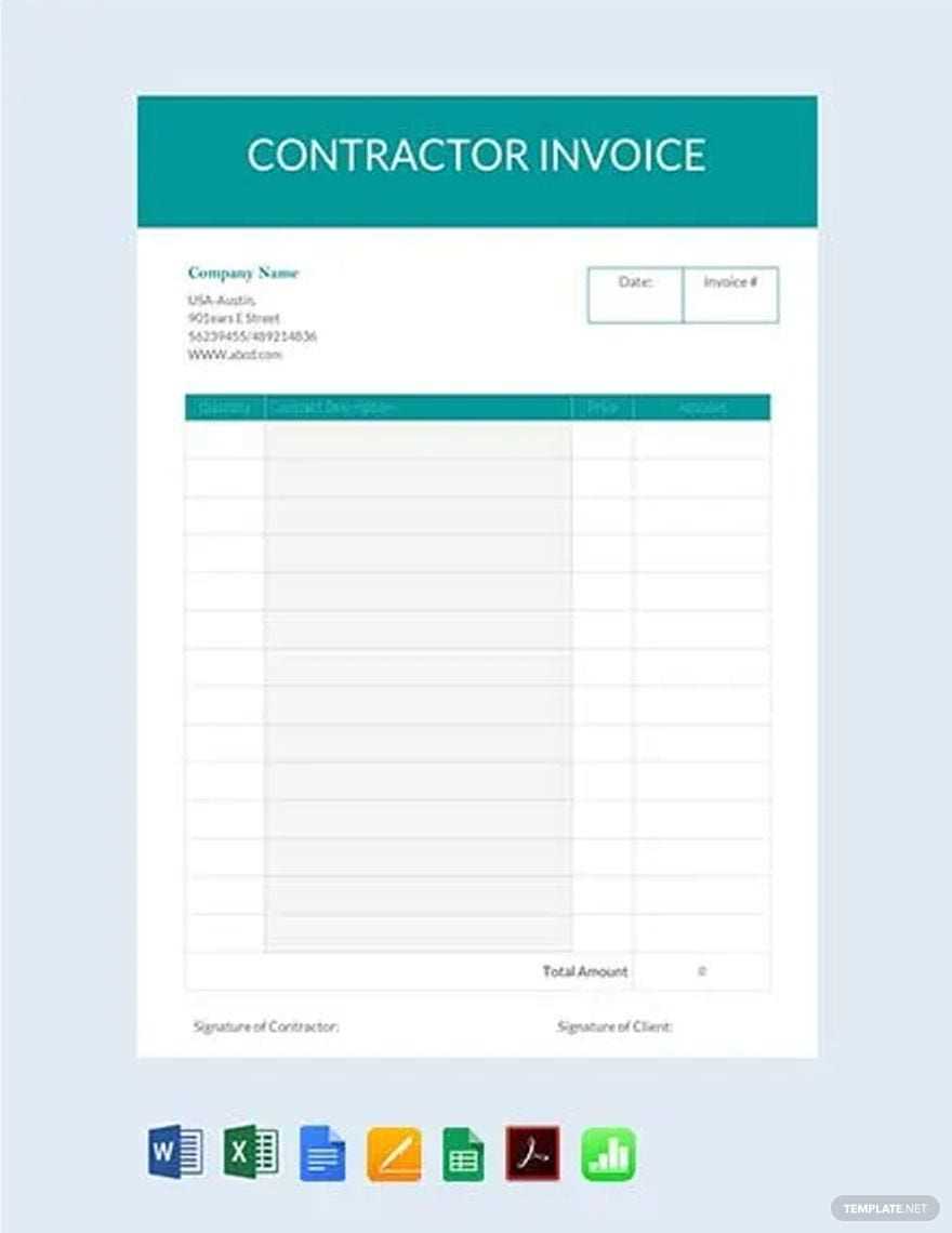 printable contractor invoice template