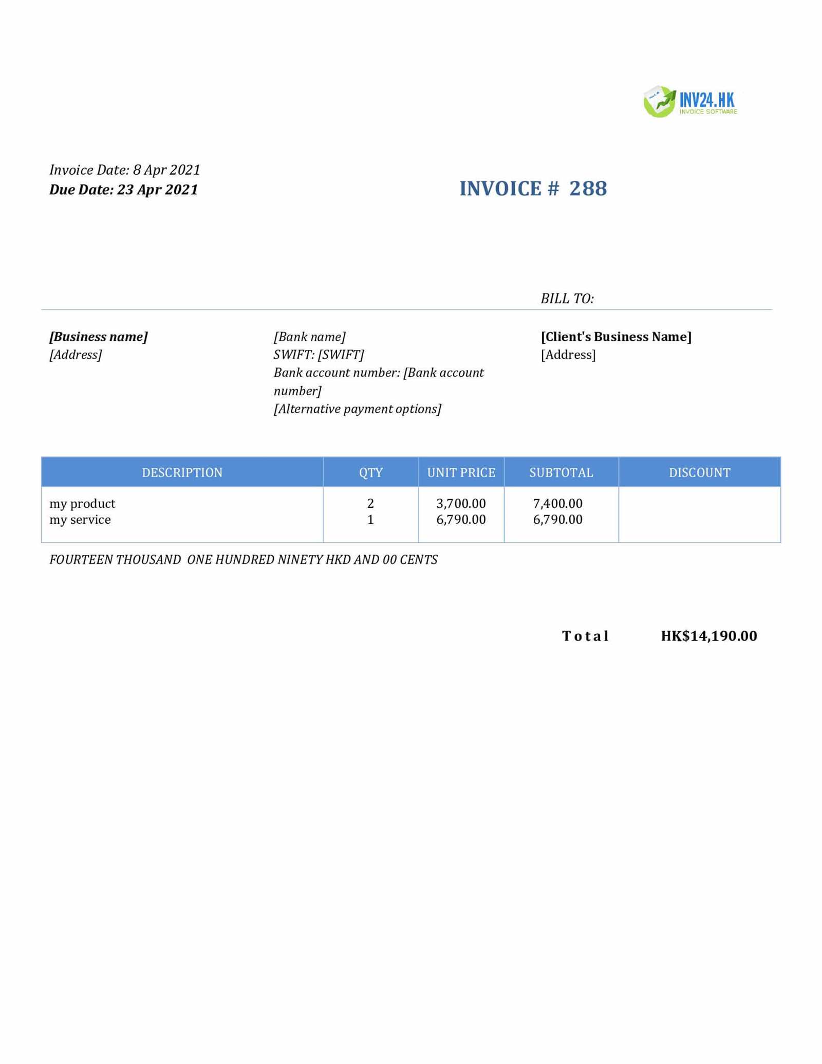 word invoice template download