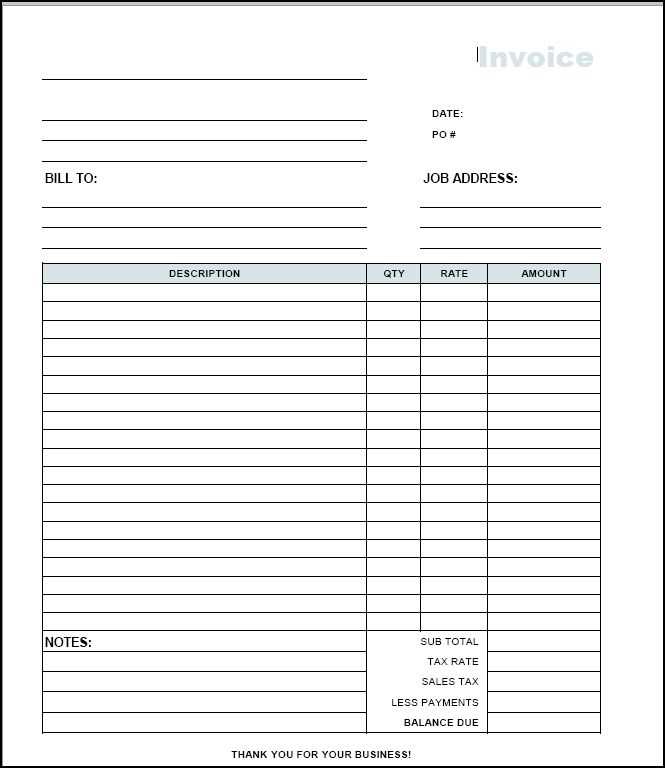 work invoice template free download