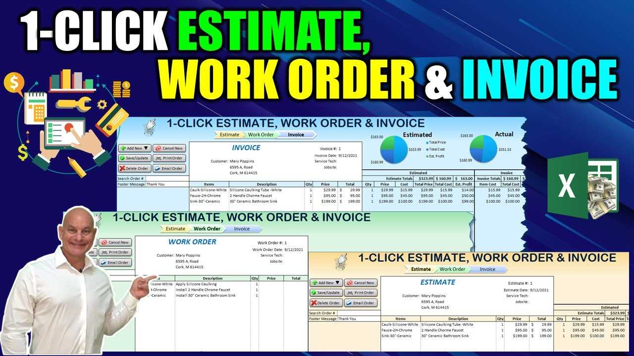 work order invoice template excel