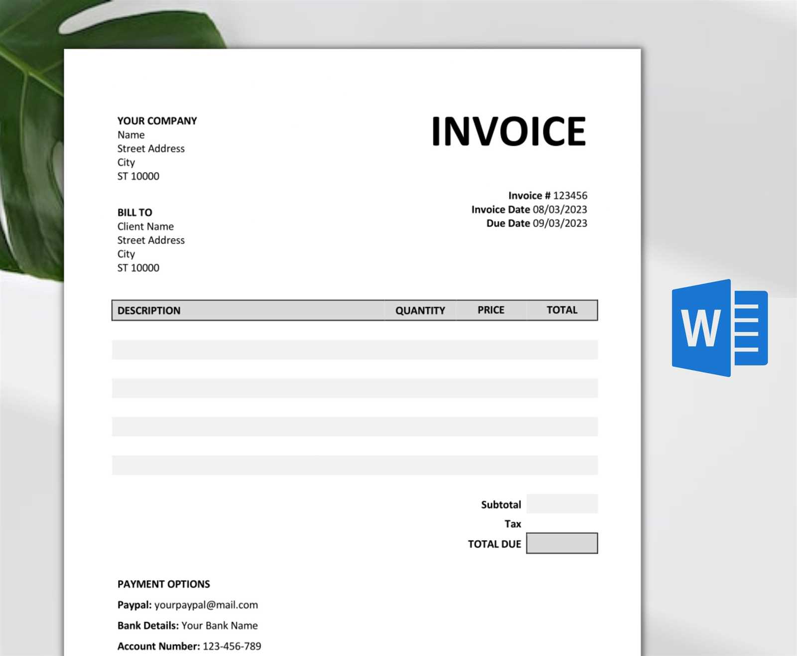 workshop invoice template