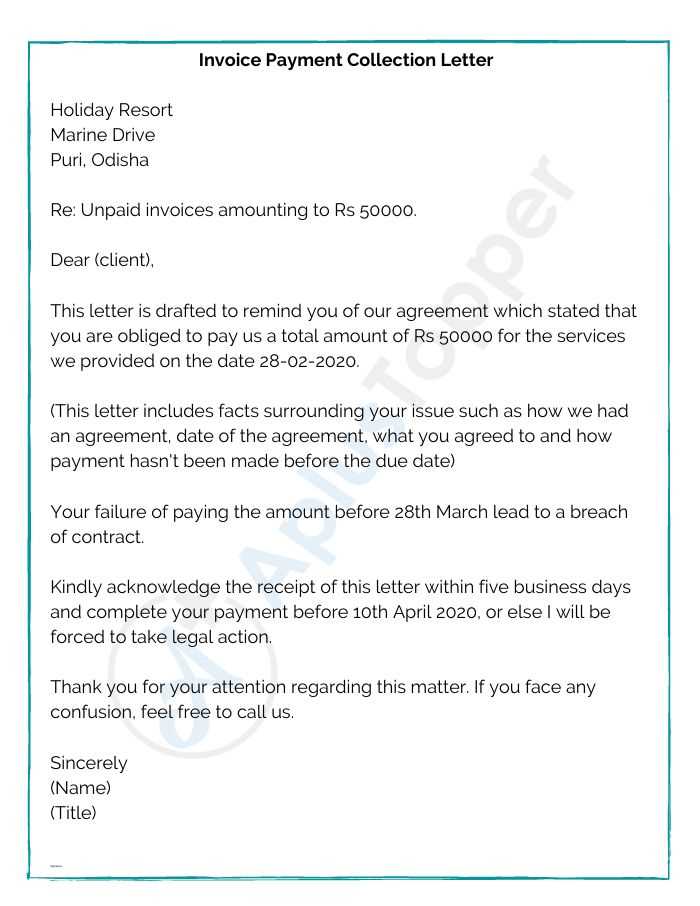 invoice collection letter template