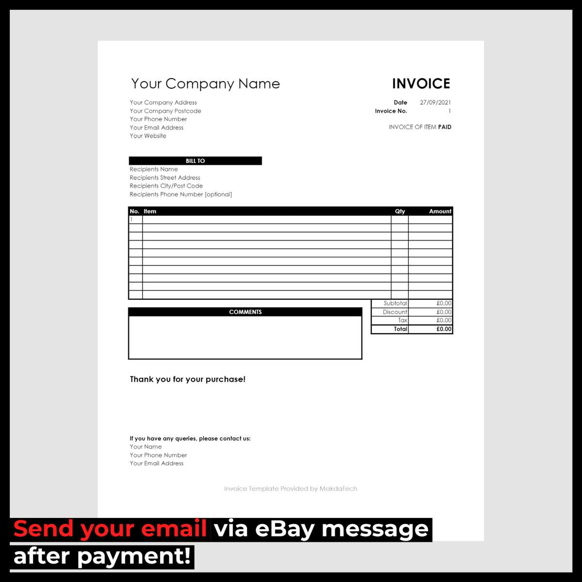 microsoft free invoice template