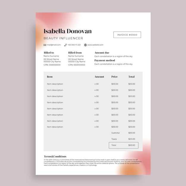 instagram influencer invoice template