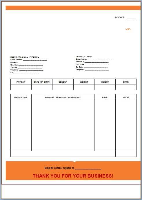 medical invoice template free