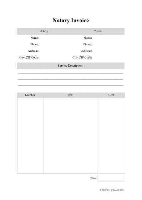 mobile notary invoice template