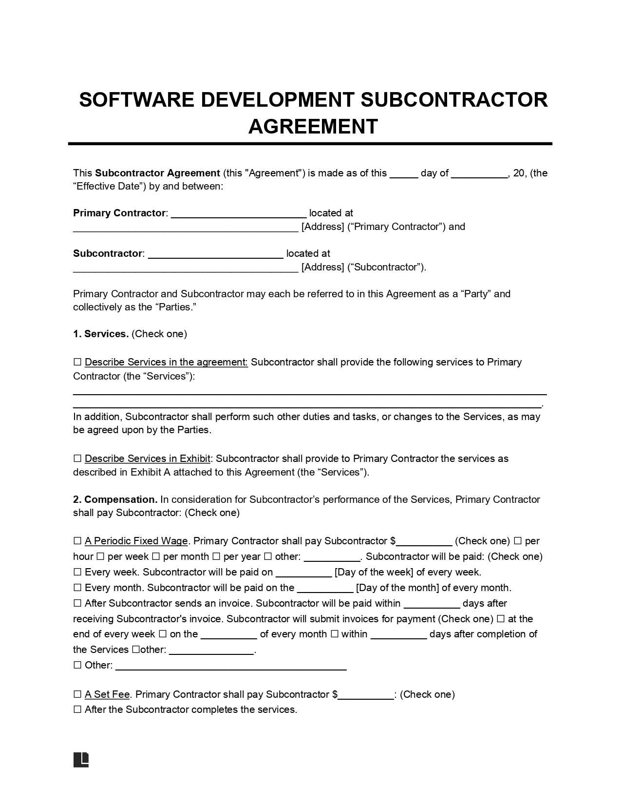 invoice for software development services template