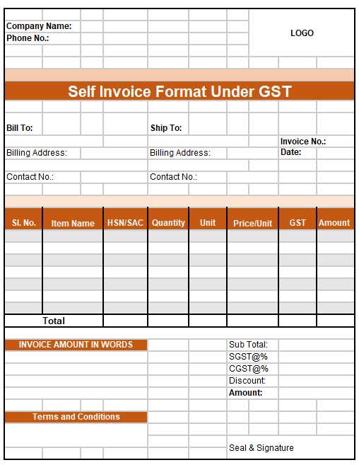 gst invoice templates