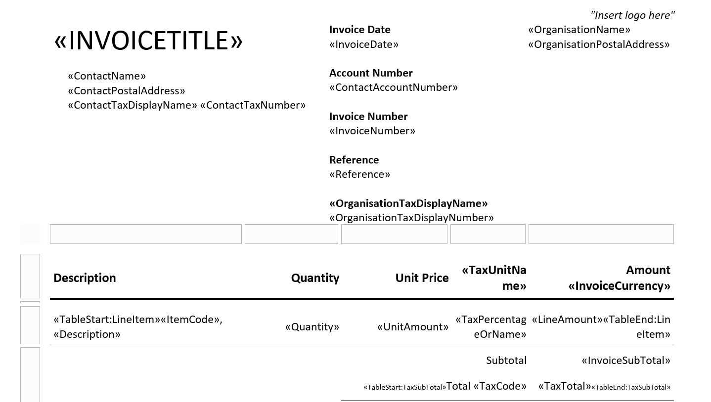 xero invoice template design