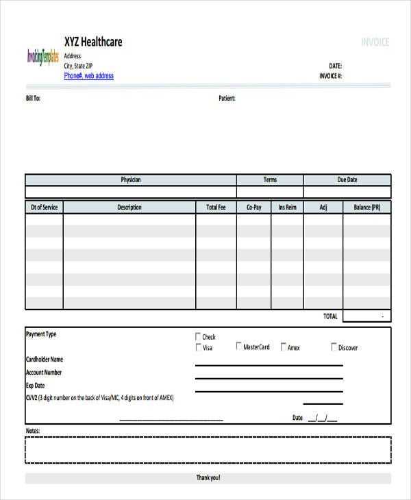 medical invoice template free