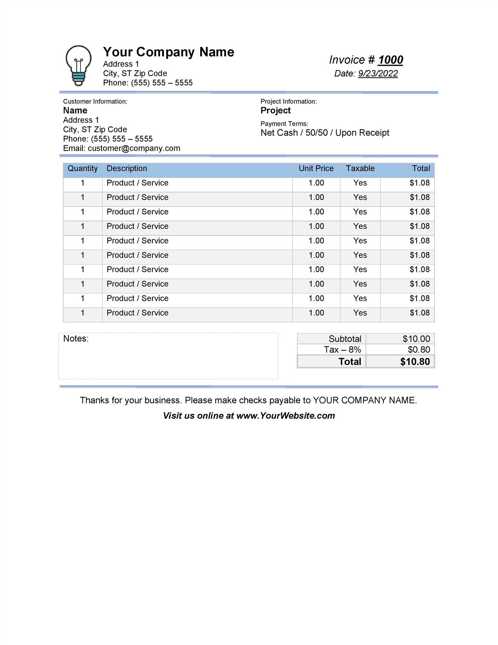 service invoice template free word