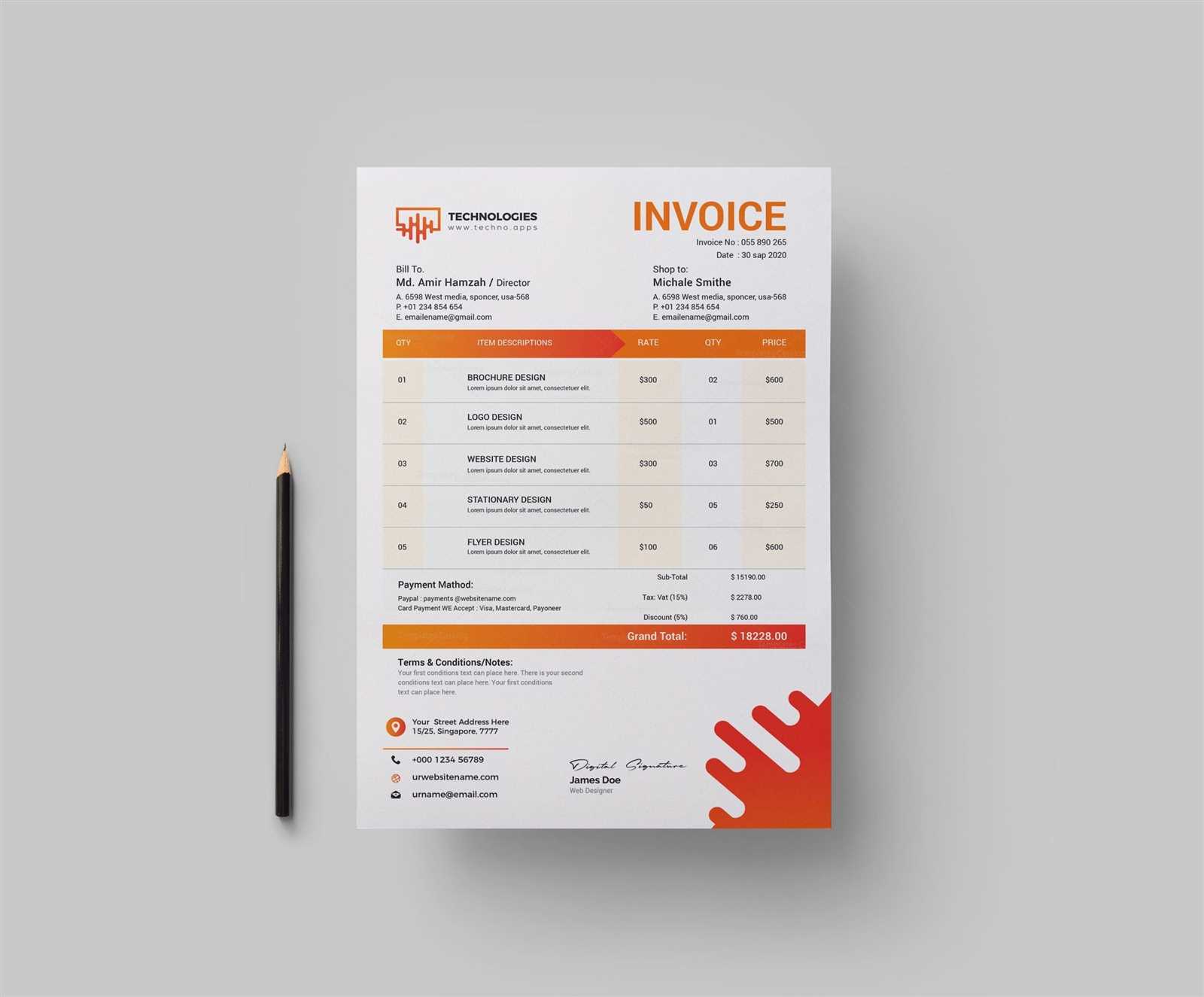 telecom invoice template