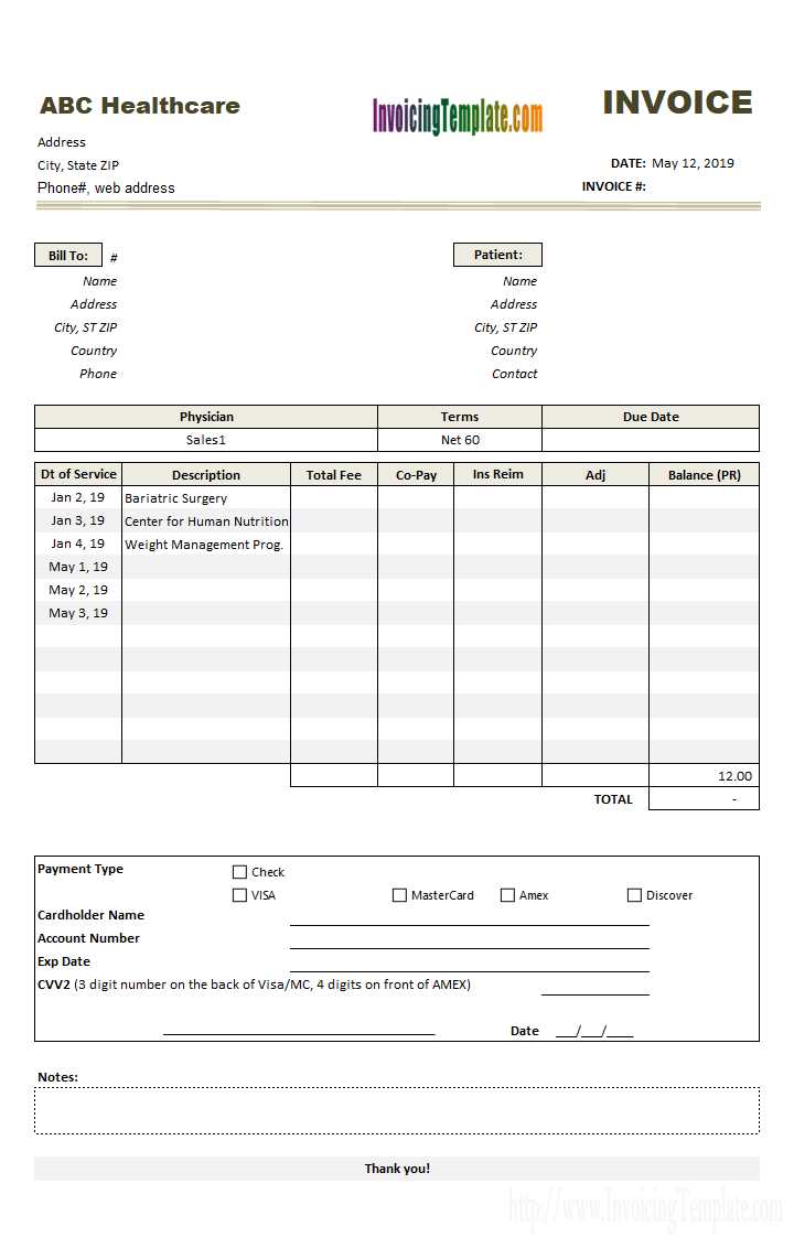 medical invoice template free