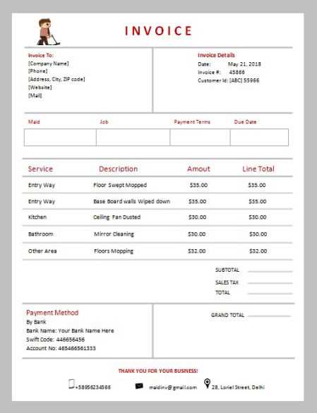 self employed cleaner invoice template free