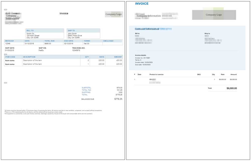 custom invoice templates for quickbooks online