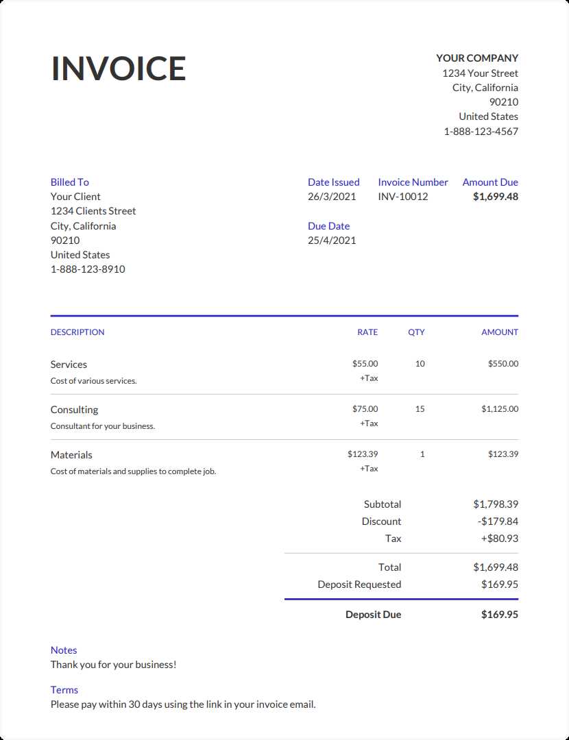 landscaping invoice template pdf