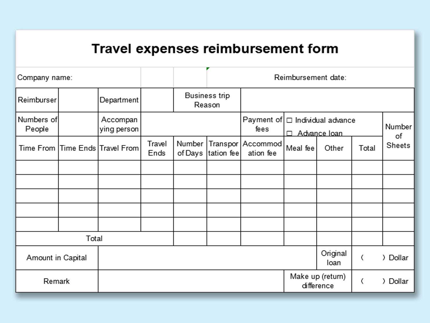 invoice for reimbursement expenses template