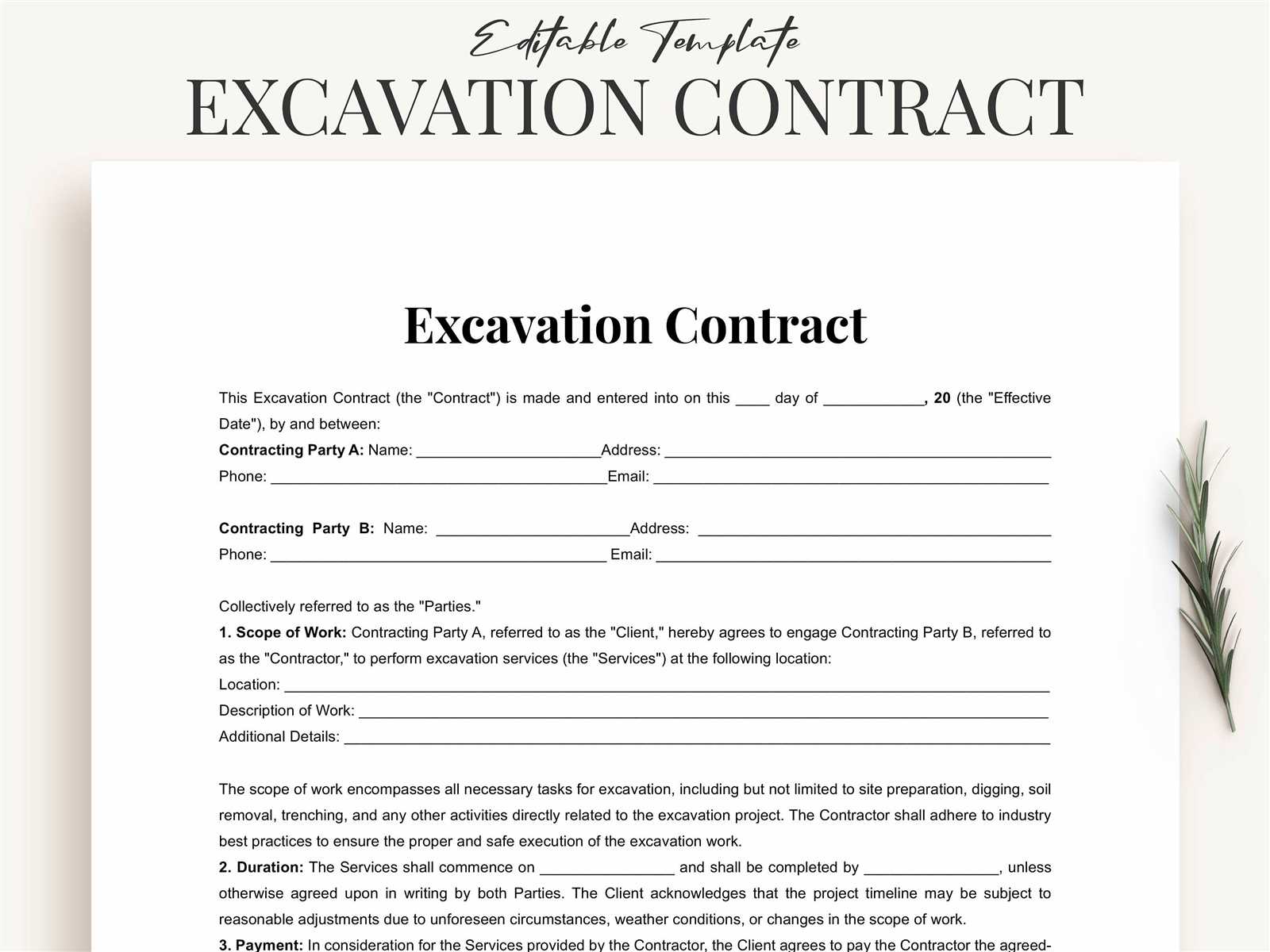 excavation invoice template