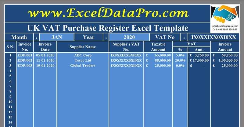 purchase invoice template excel