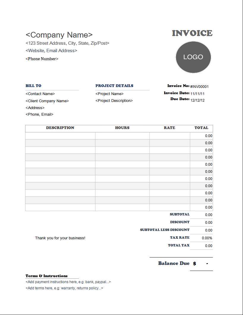 professional service invoice template